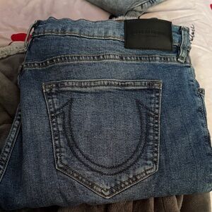 True Religion Medium Blue Denim Jeans with Black Patch